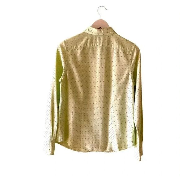 Lands’ End Button Down Collar Green Blue Polka Dots Long Sleeves Women Blouse 4 - Picture 3 of 10